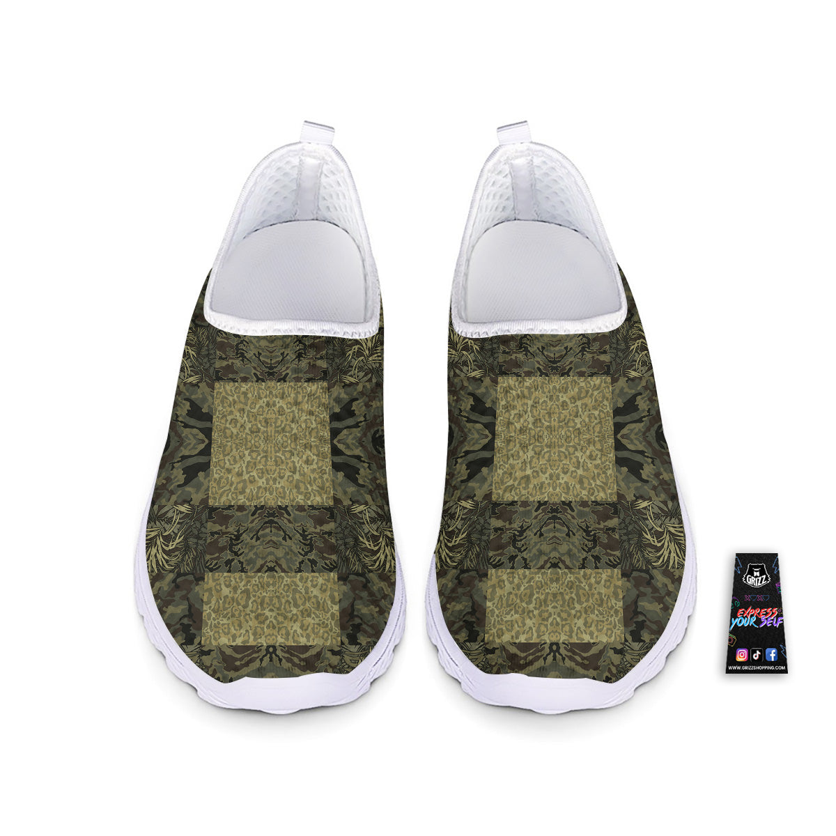 Camouflage Tropical And Leopard Print Pattern Nurse Shoes-grizzshop