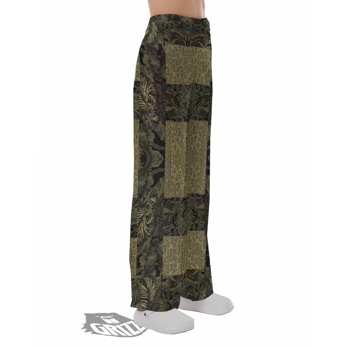 Camouflage Tropical And Leopard Print Pattern Pajama Pants-grizzshop