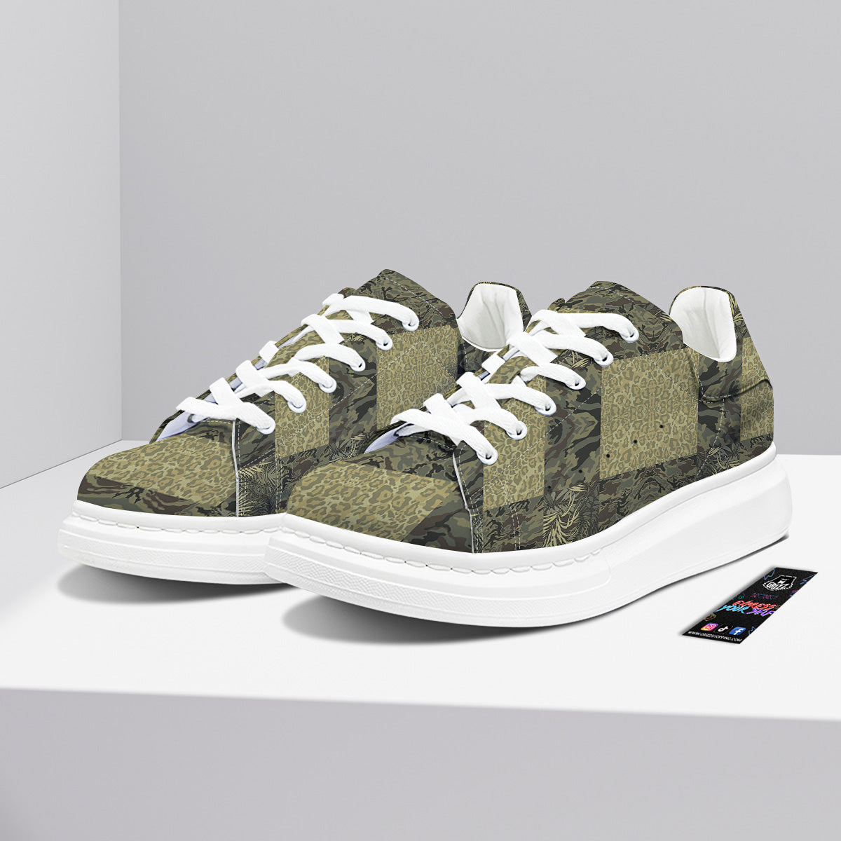 Camouflage Tropical And Leopard Print Pattern Platform Shoes-grizzshop