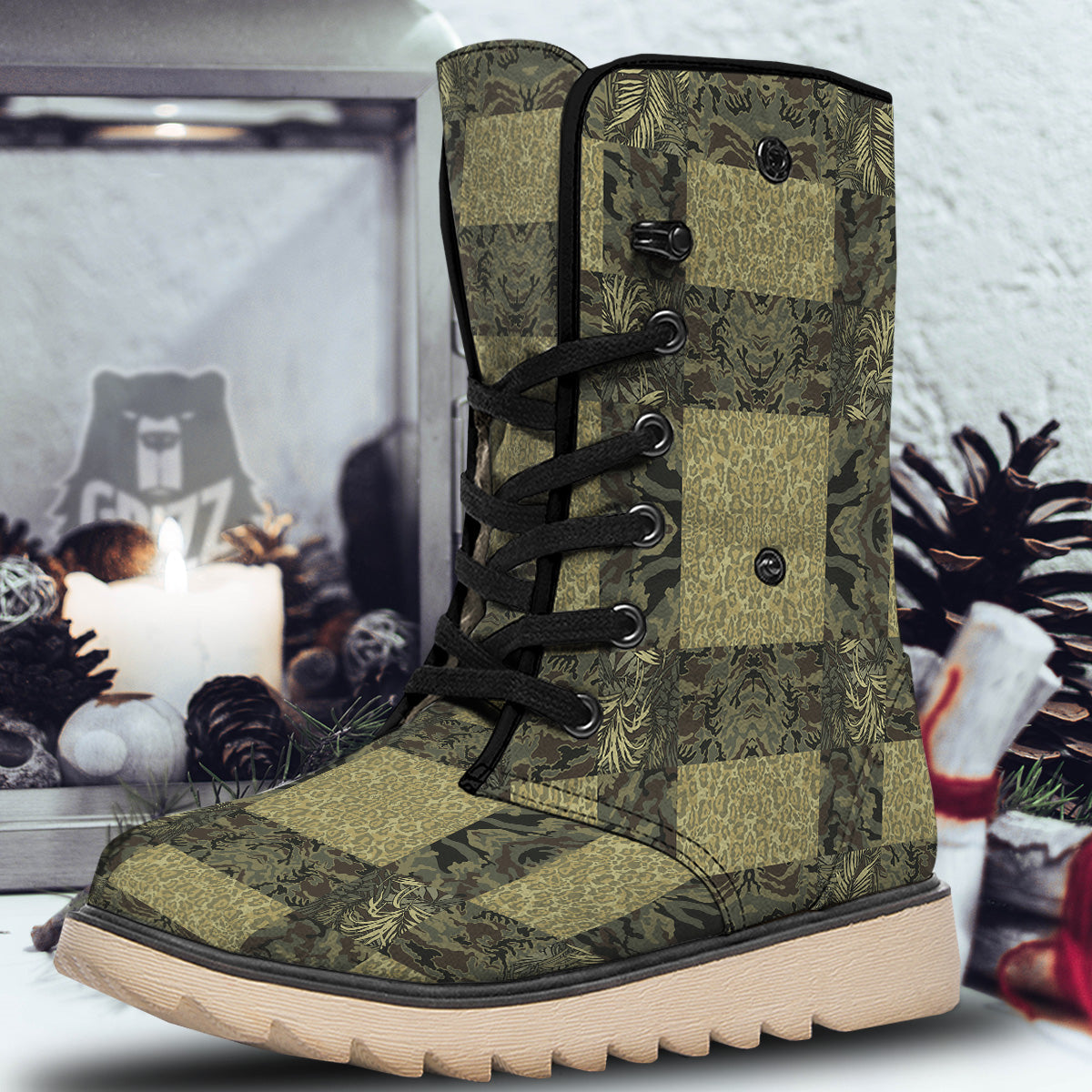 Camouflage Tropical And Leopard Print Pattern Snow Boots-grizzshop