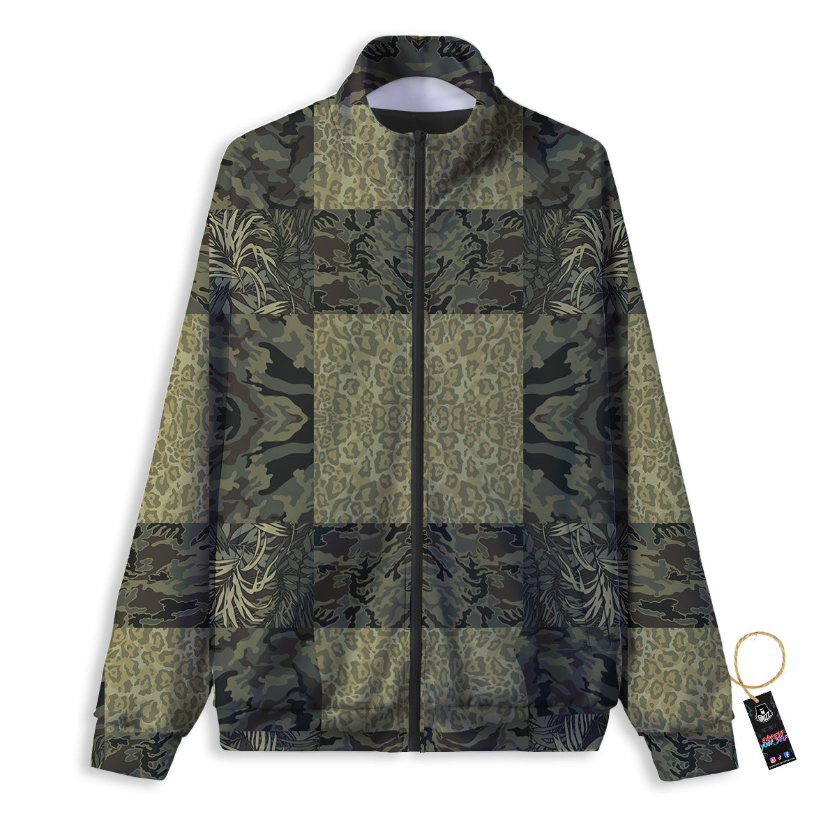 Camouflage Tropical And Leopard Print Pattern Track Jacket-grizzshop