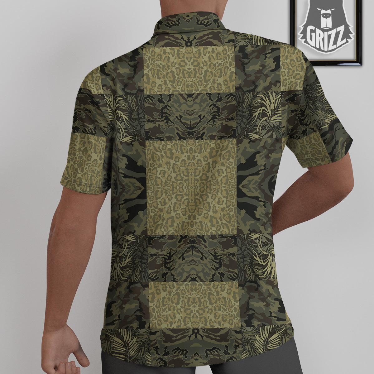 Camouflage Tropical And Leopard Print Pattern Untucked Shirts-grizzshop