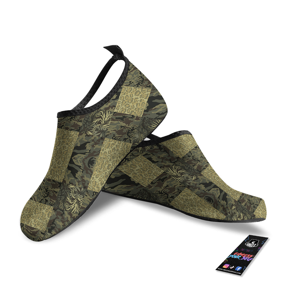 Camouflage Tropical And Leopard Print Pattern Water Shoes-grizzshop