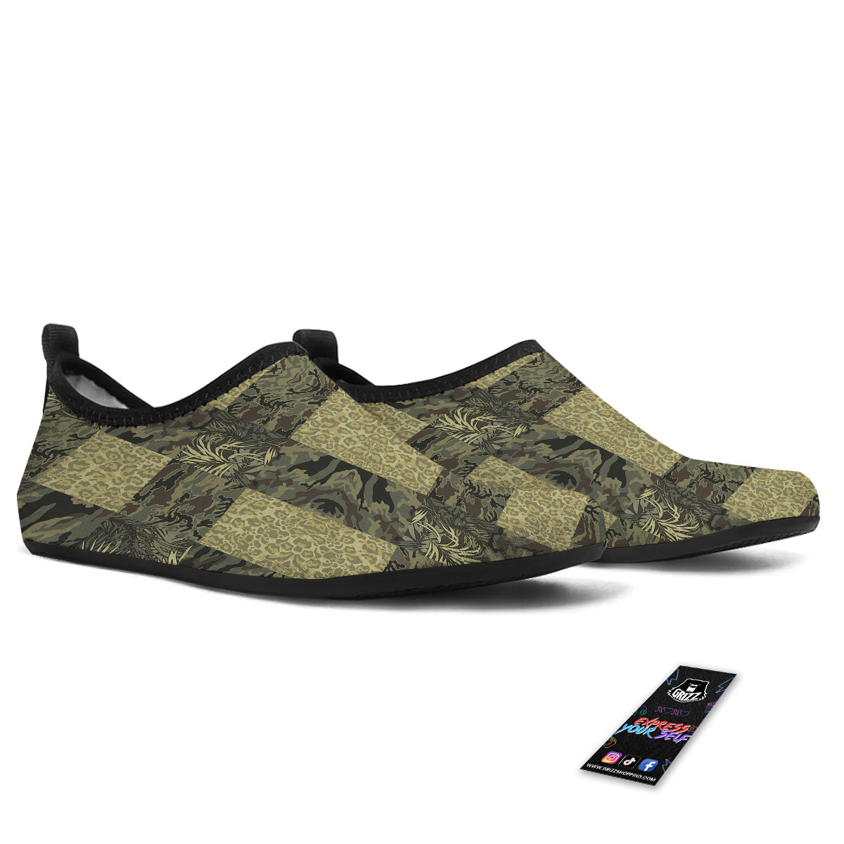 Camouflage Tropical And Leopard Print Pattern Water Shoes-grizzshop