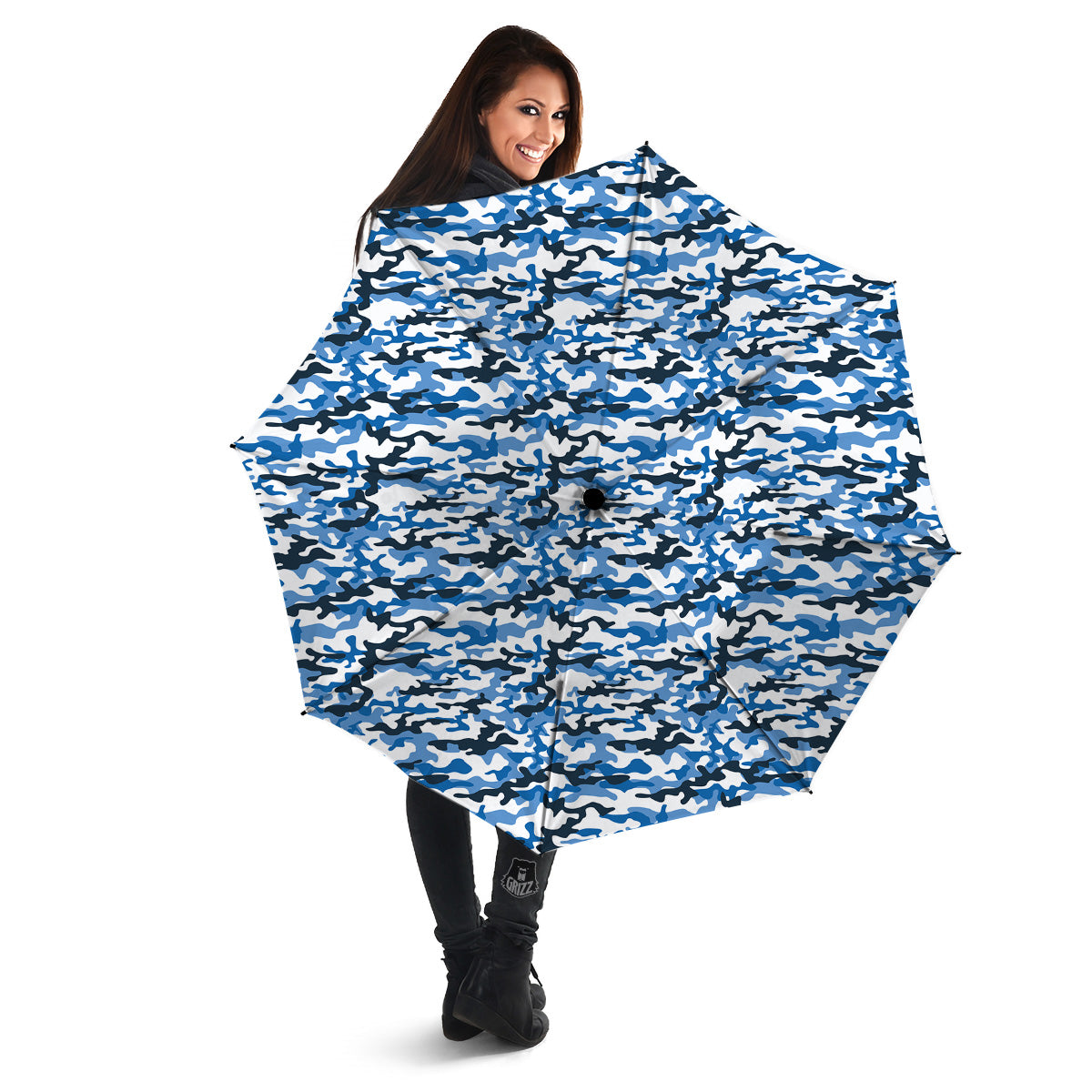 Camouflage White And Blue Print Umbrella-grizzshop