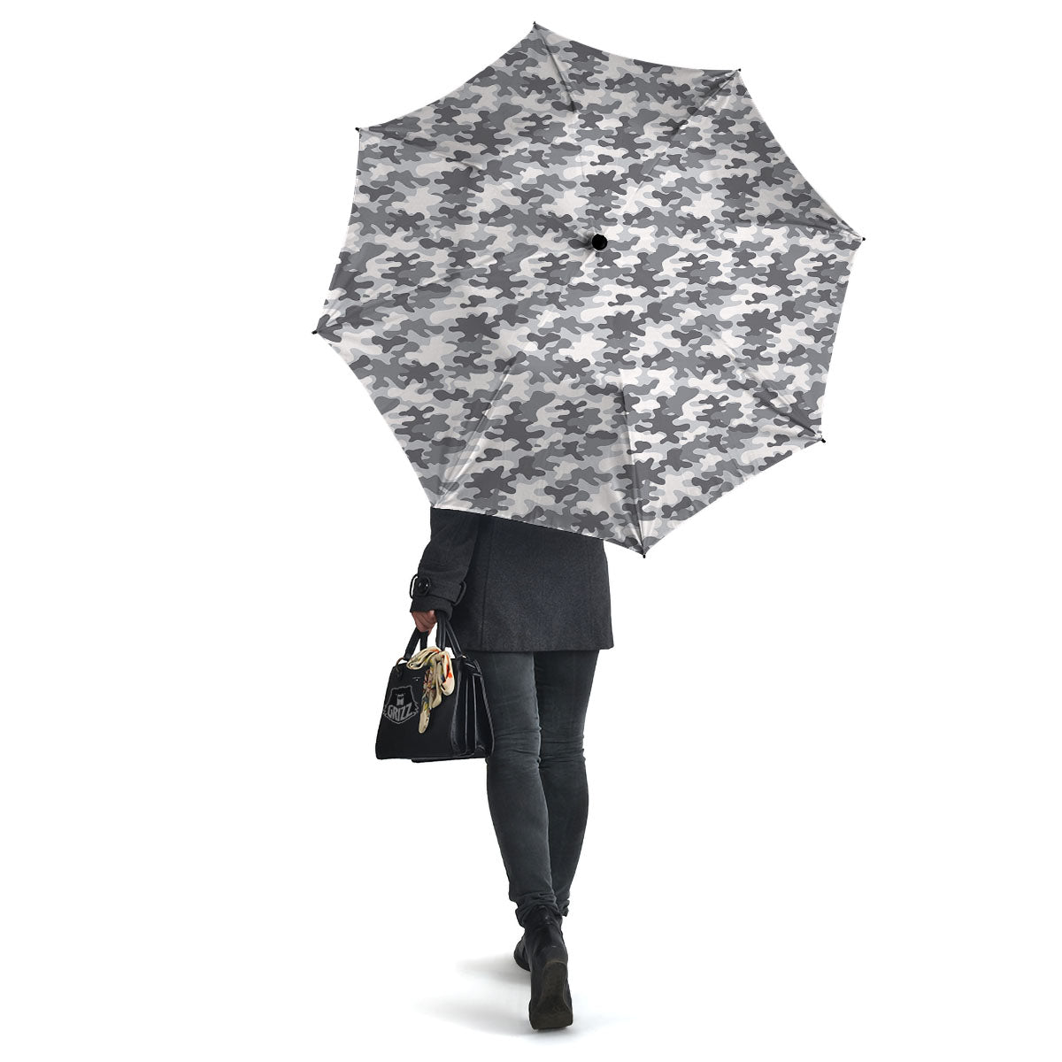 Camouflage White And Grey Print Umbrella-grizzshop