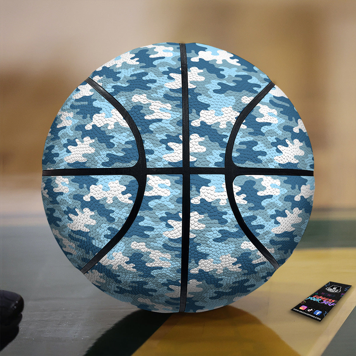 Camouflage Blue Snow Print Basketball
