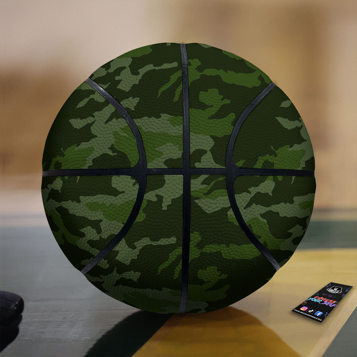 Camouflage Green And Black Print Basketball
