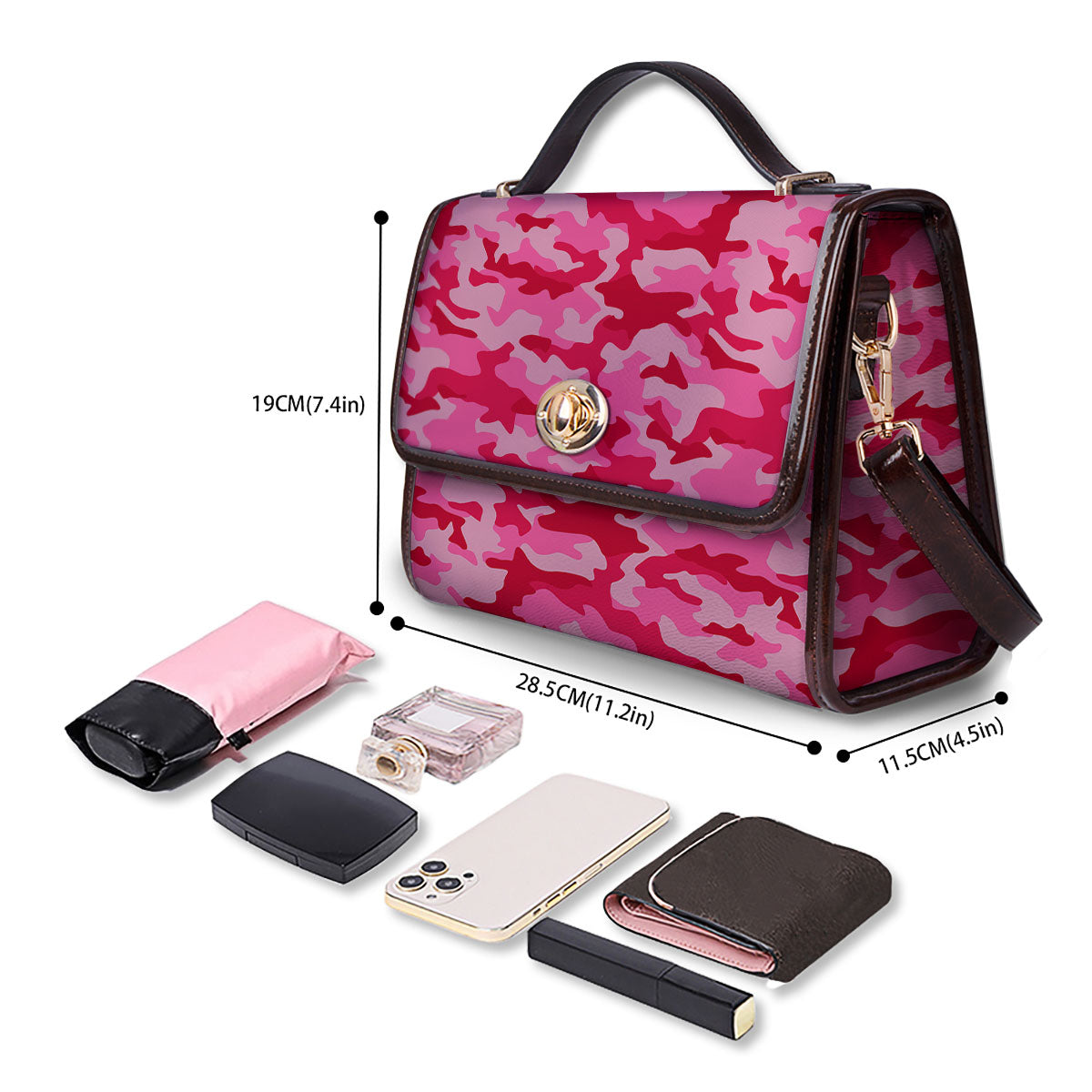 Camouflage Hot Pink Print Women's Satchel Bag