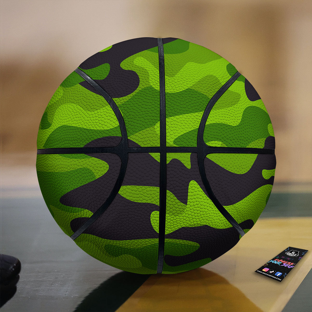 Camouflage Lime Green Print Basketball