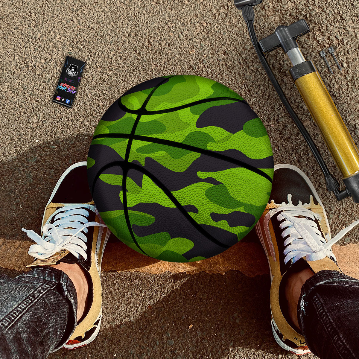 Camouflage Lime Green Print Basketball