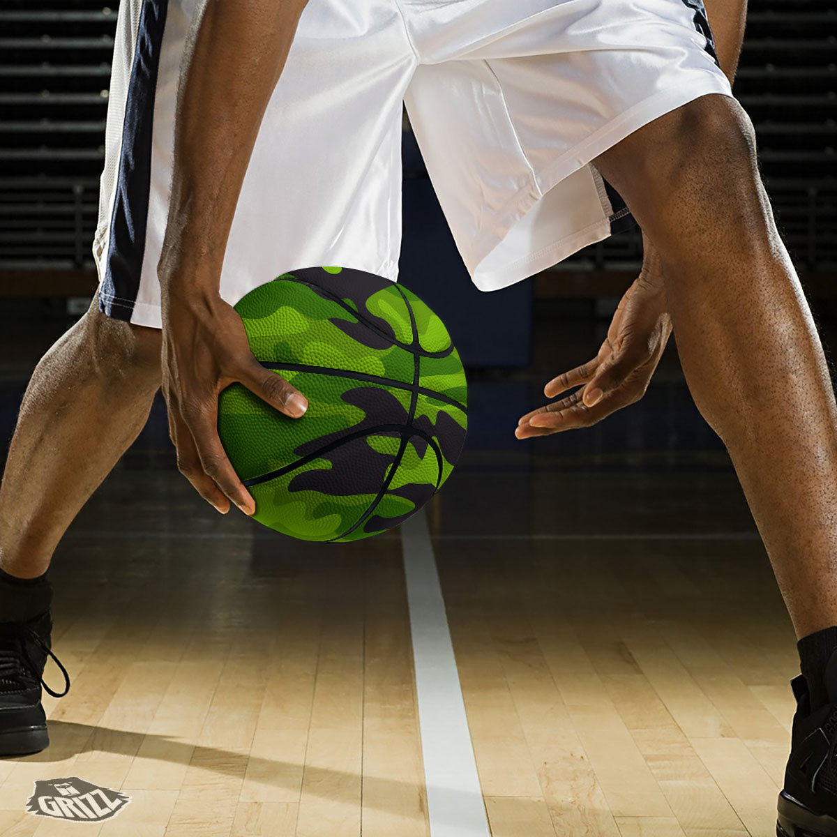 Camouflage Lime Green Print Basketball