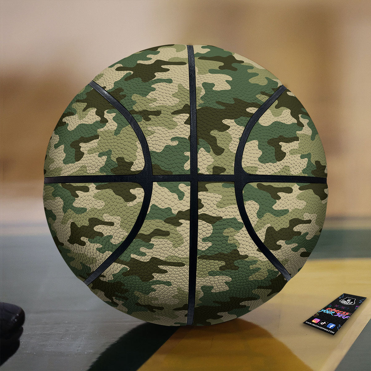 Camouflage Military Green Print Basketball