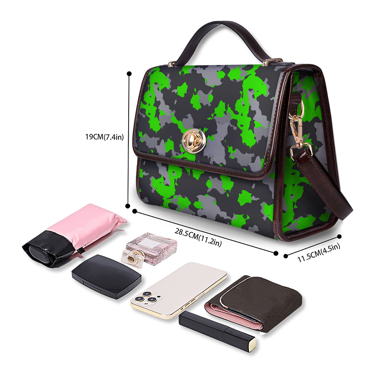 Camouflage Neon Print Women's Satchel Bag