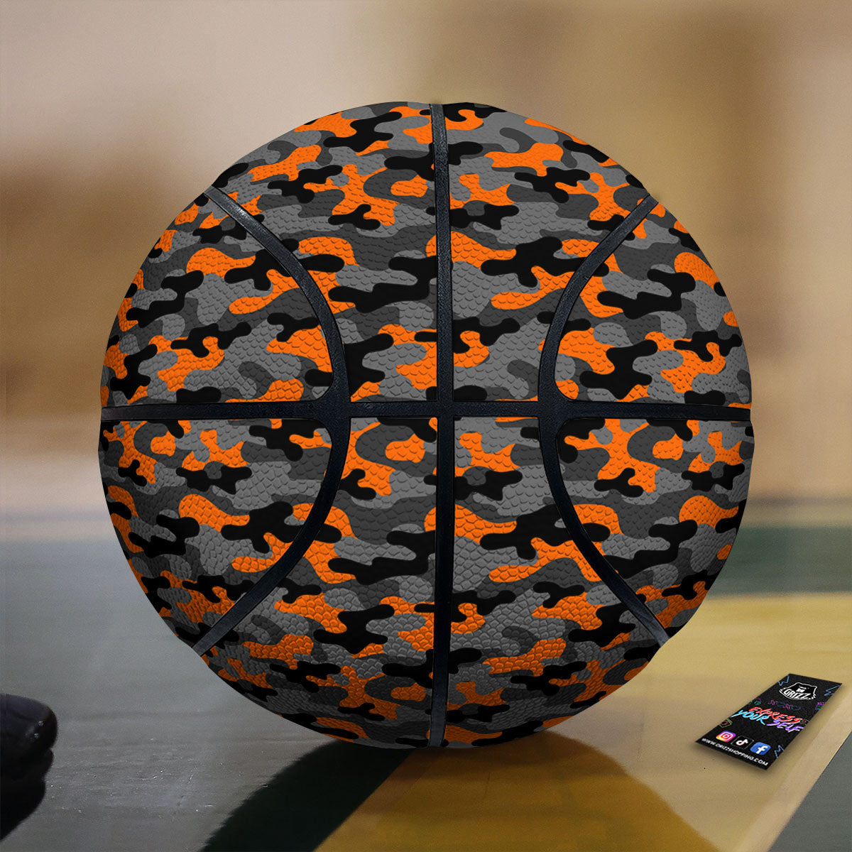 Camouflage Orange And Black Print Basketball