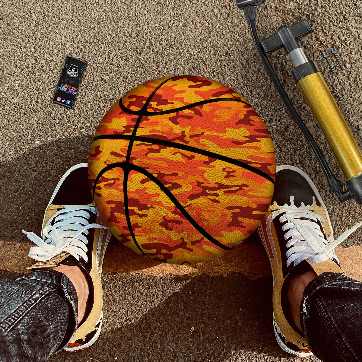 Camouflage Orange Print Basketball