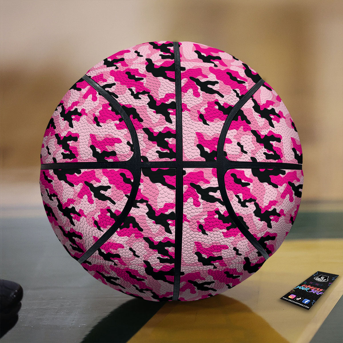 Camouflage Pink And Black Print Basketball
