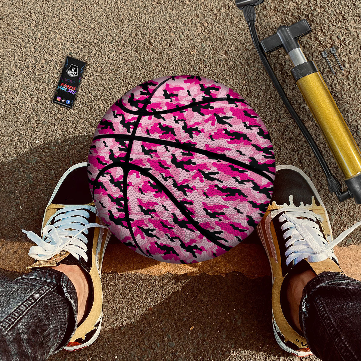 Camouflage Pink And Black Print Basketball