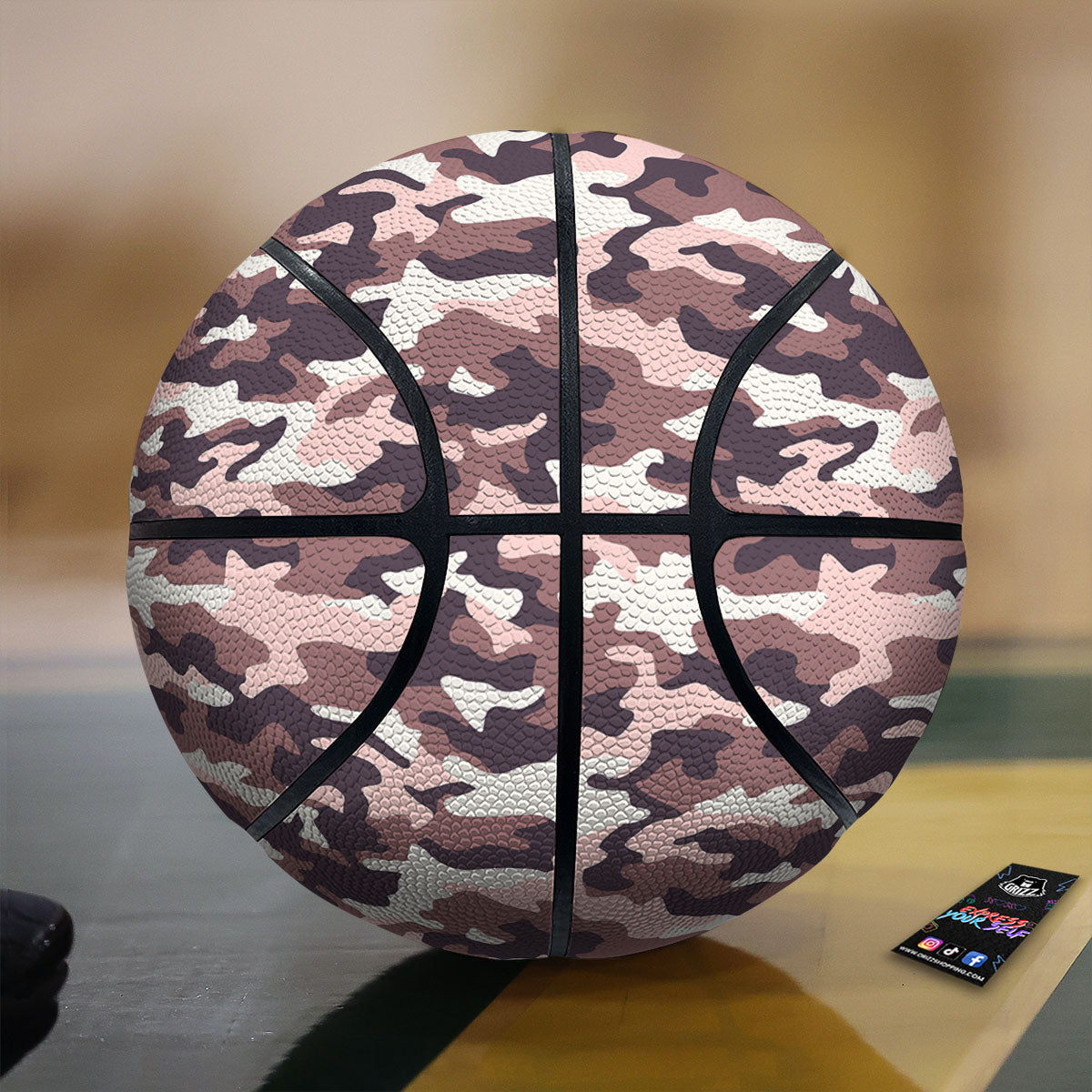 Camouflage Pink Brown Print Basketball
