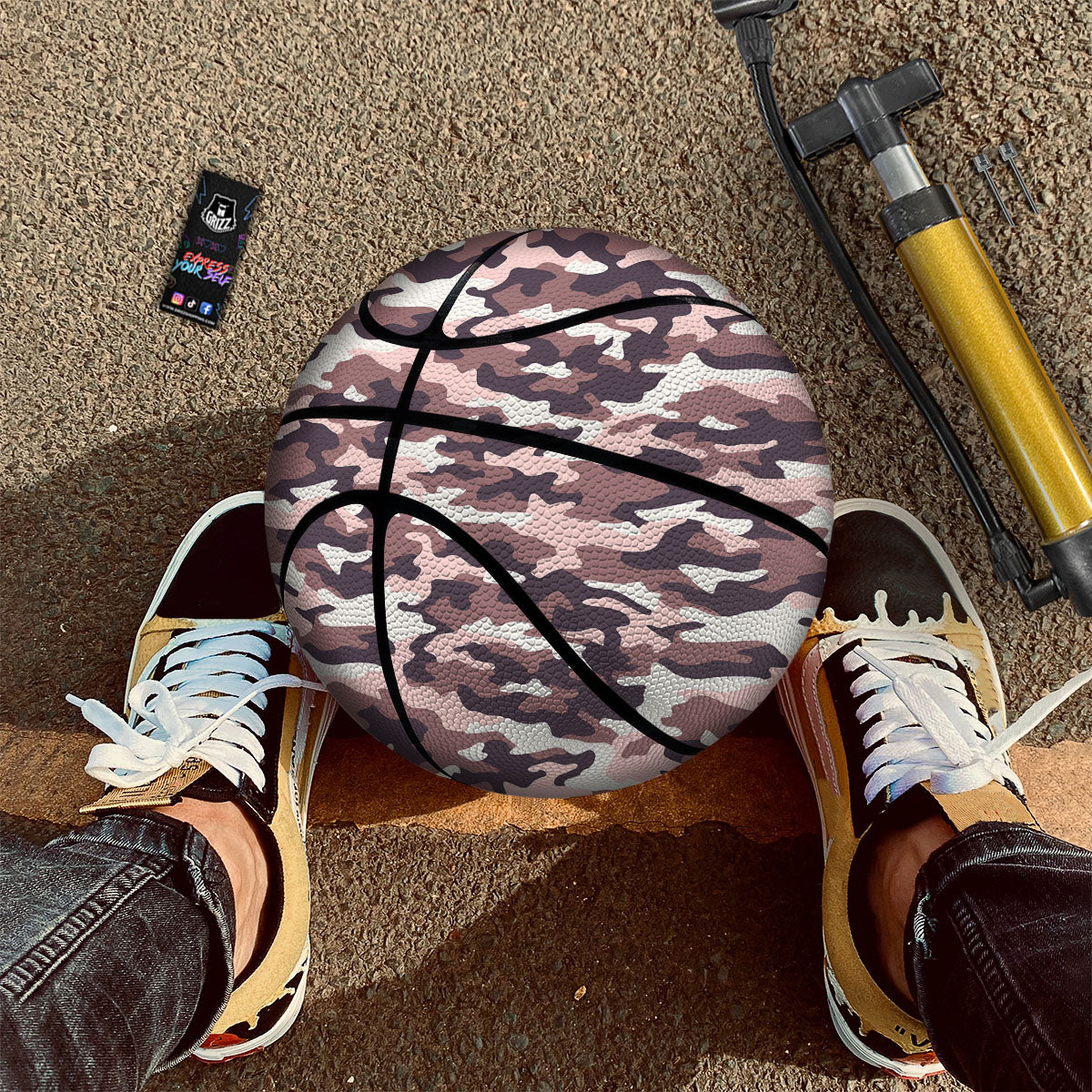 Camouflage Pink Brown Print Basketball