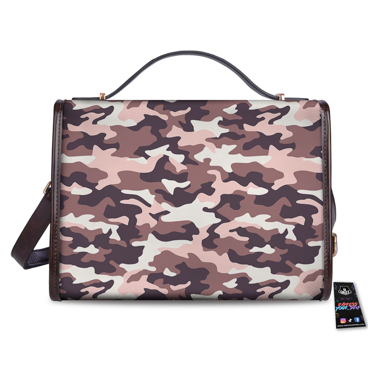 Camouflage Pink Brown Print Women's Satchel Bag