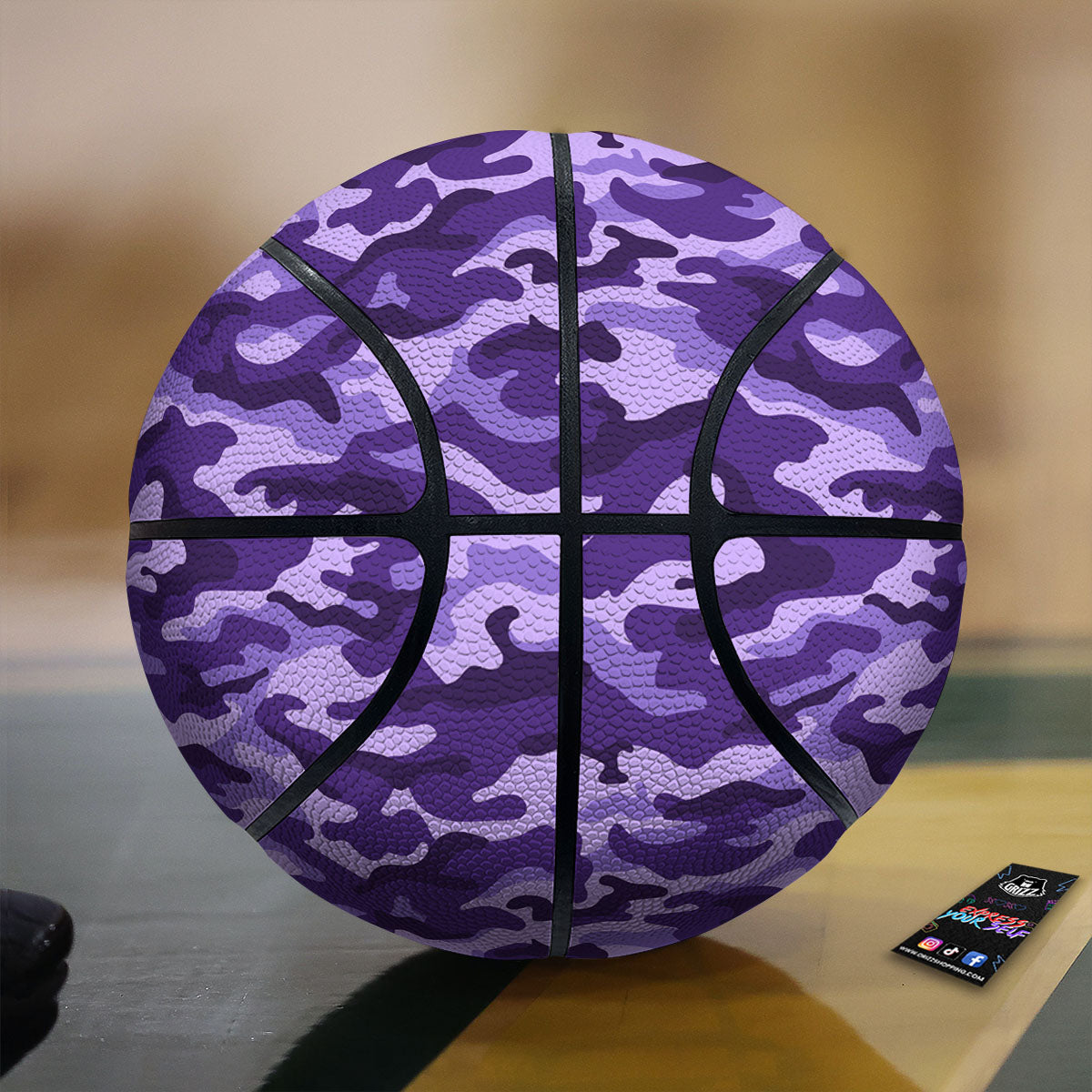 Brown Yellow And Black Camouflage Print Pattern Basketball