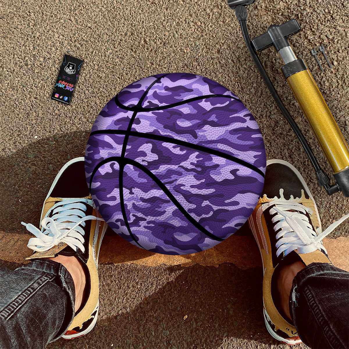 Brown Yellow And Black Camouflage Print Pattern Basketball