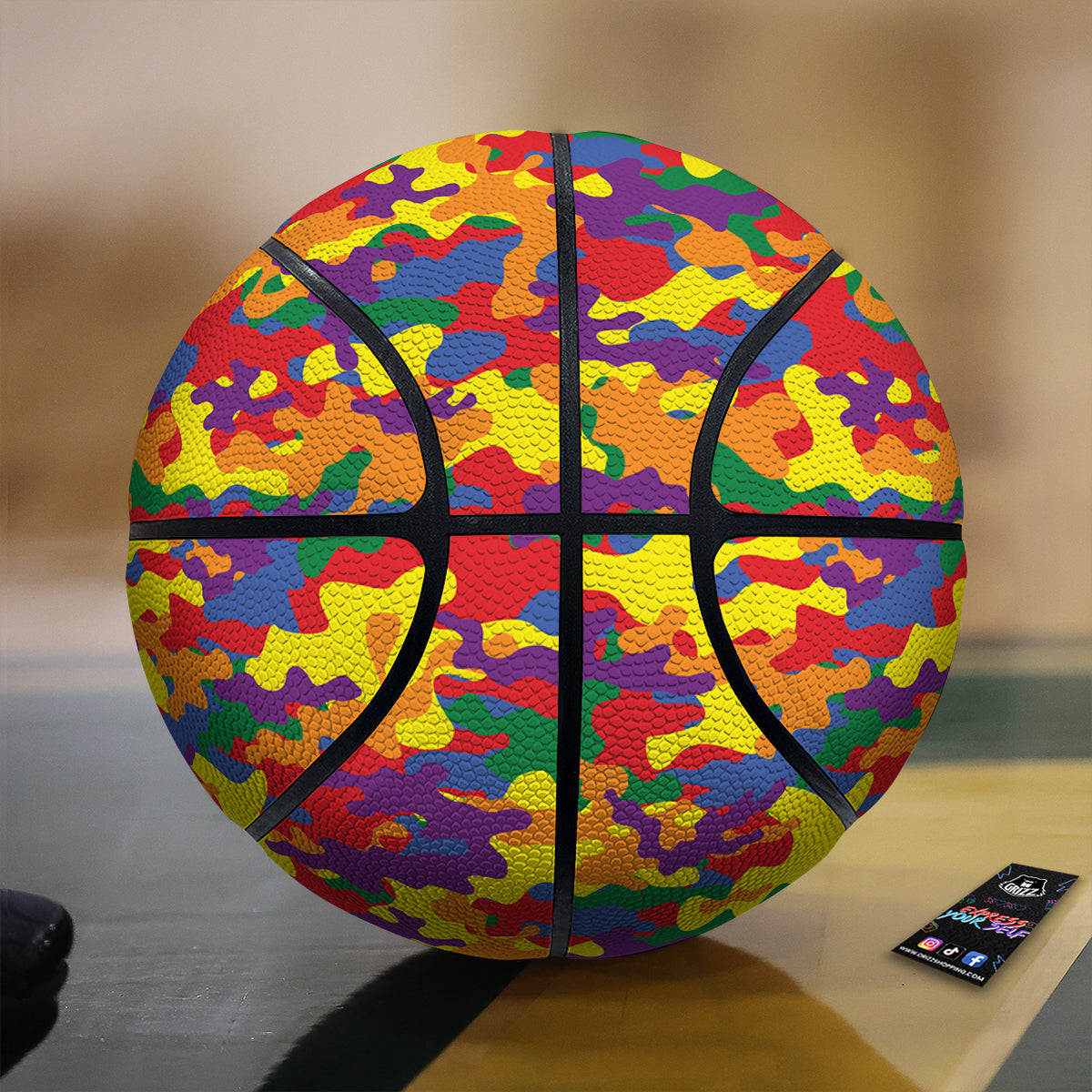 Camouflage Rainbow Print Basketball