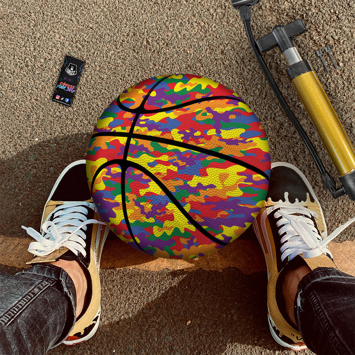 Camouflage Rainbow Print Basketball