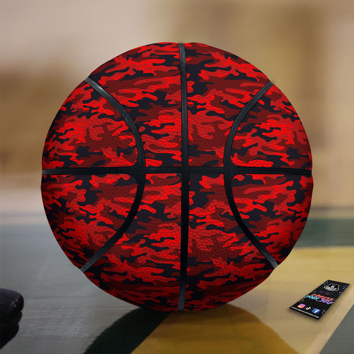 Camouflage Red And Black Print Basketball