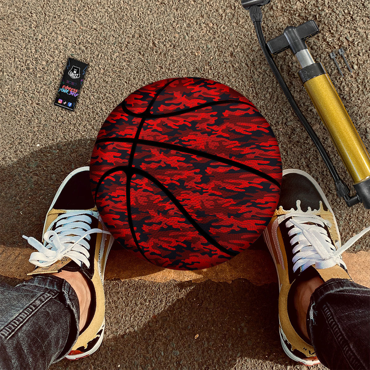 Camouflage Red And Black Print Basketball