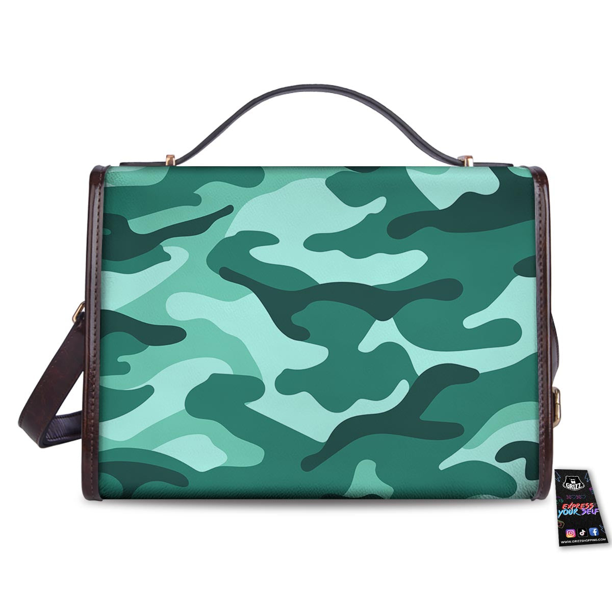 Camouflage Teal Print Women's Satchel Bag
