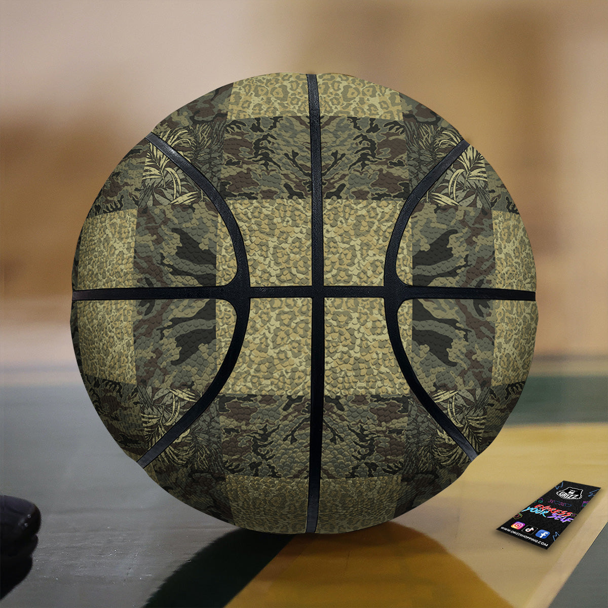 Camouflage Tropical And Leopard Print Pattern Basketball