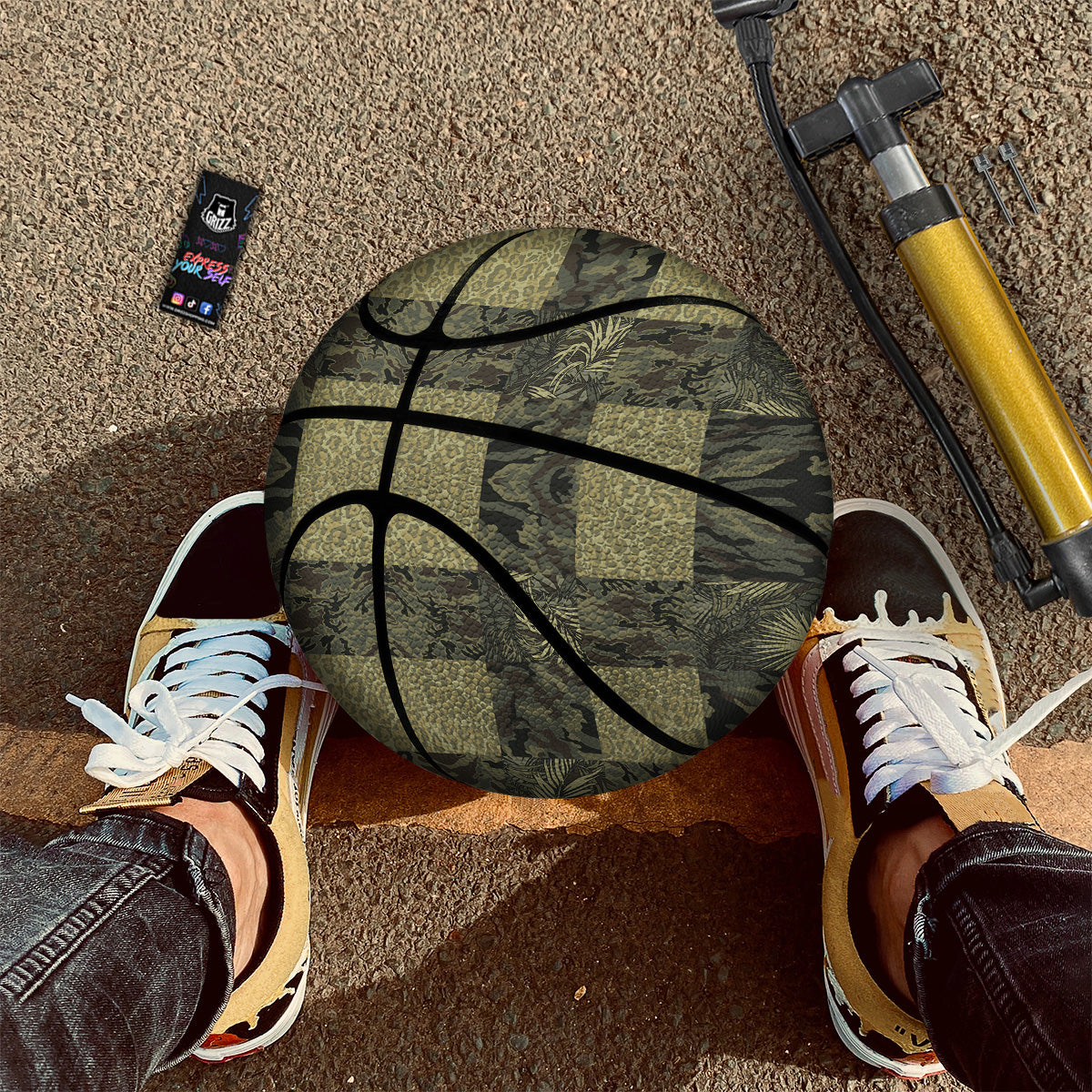 Camouflage Tropical And Leopard Print Pattern Basketball