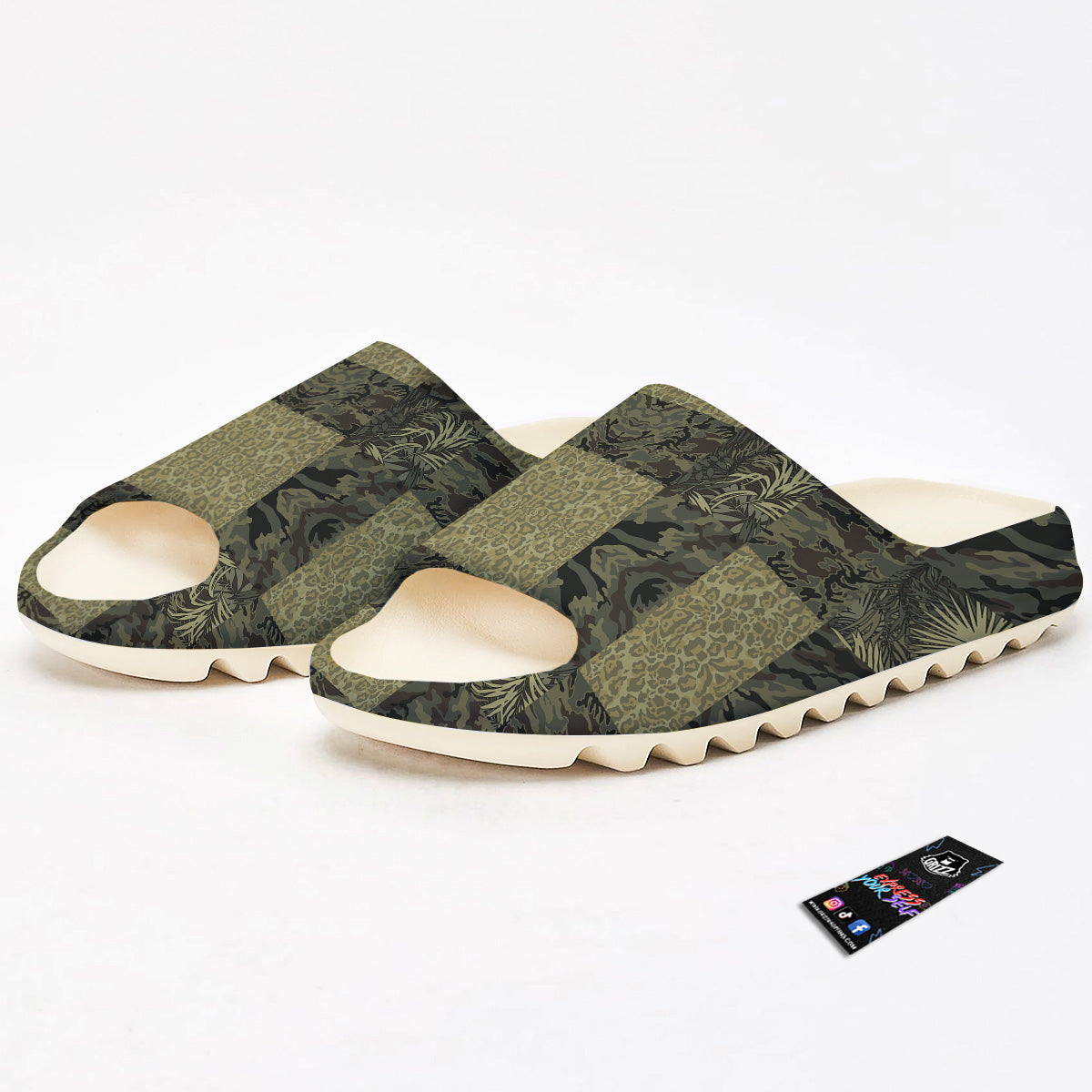 Camouflage Tropical And Leopard Print Pattern Sandals-grizzshop