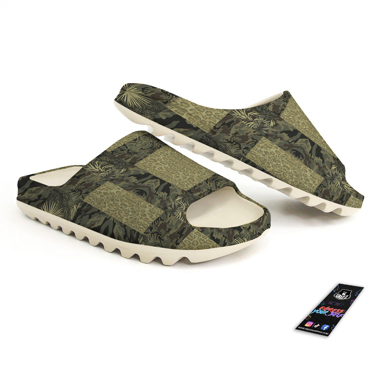 Camouflage Tropical And Leopard Print Pattern Sandals-grizzshop