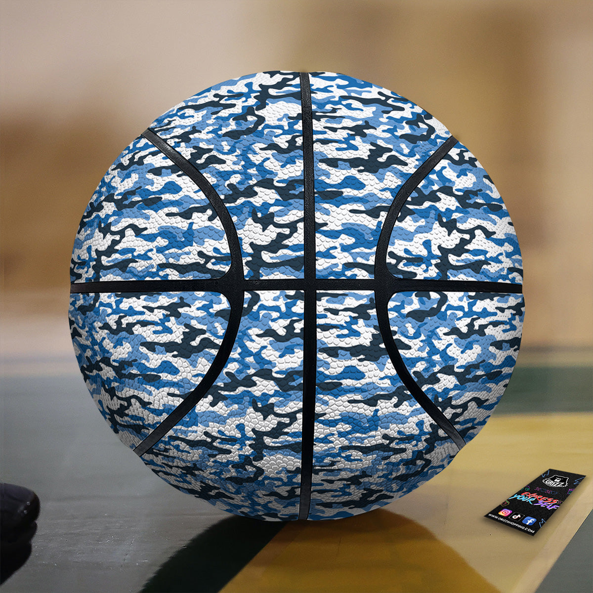 Camouflage White And Blue Print Basketball