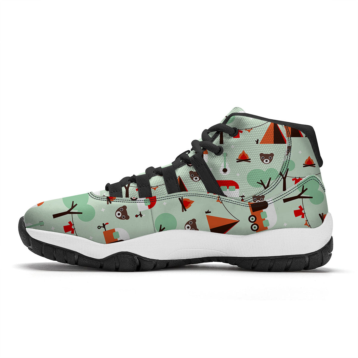 Camper Pattern Print Black Bball Shoes-grizzshop