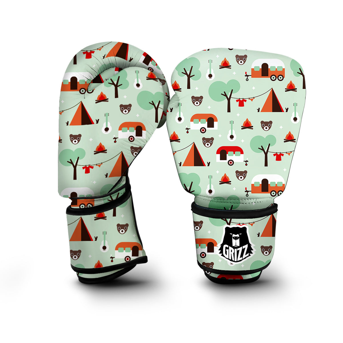 Camper Pattern Print Boxing Gloves-grizzshop