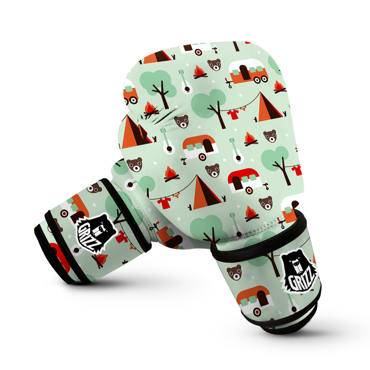 Camper Pattern Print Boxing Gloves-grizzshop