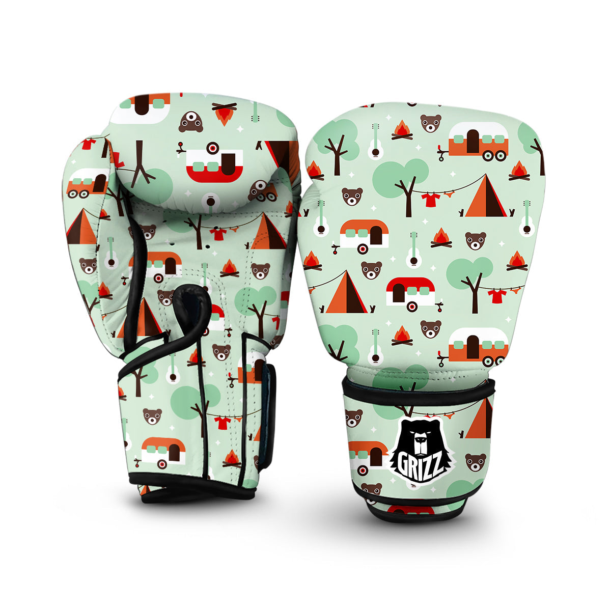 Camper Pattern Print Boxing Gloves-grizzshop