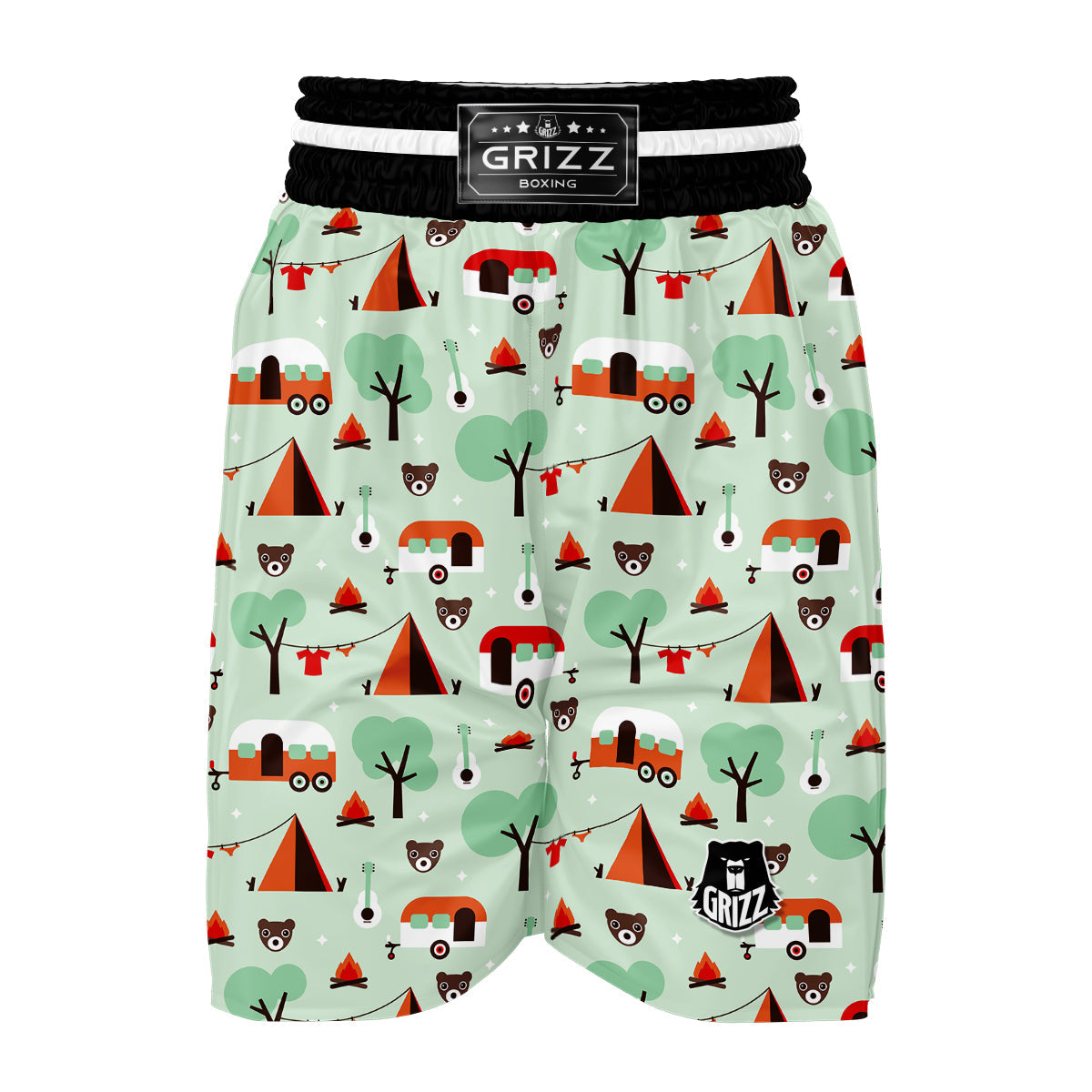 Camper Pattern Print Boxing Shorts-grizzshop