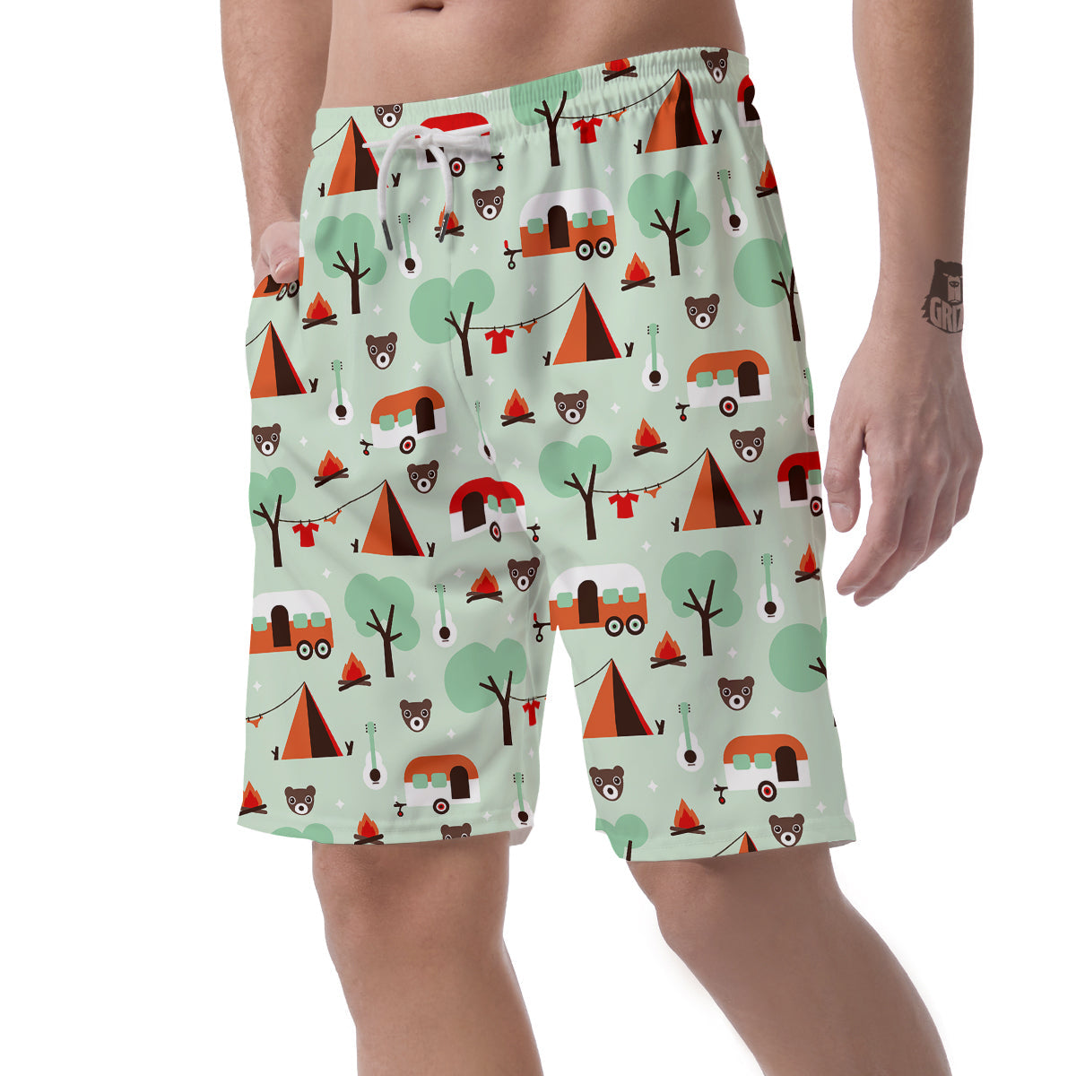 Camper Pattern Print Men's Shorts-grizzshop