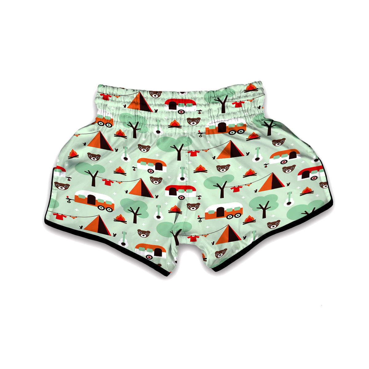 Camper Pattern Print Muay Thai Boxing Shorts-grizzshop