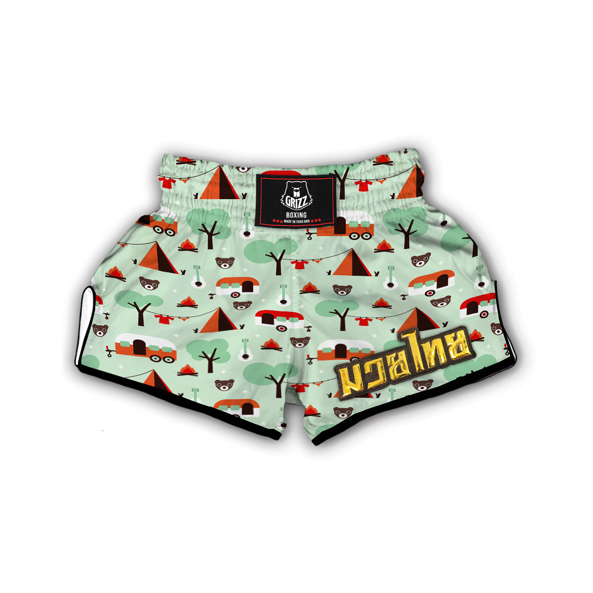 Camper Pattern Print Muay Thai Boxing Shorts-grizzshop