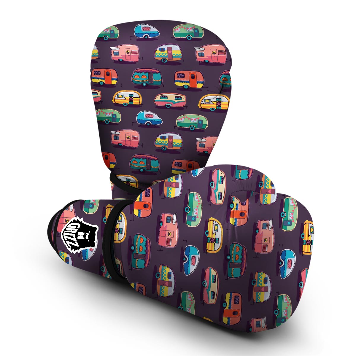 Camper Van Pattern Print Boxing Gloves-grizzshop