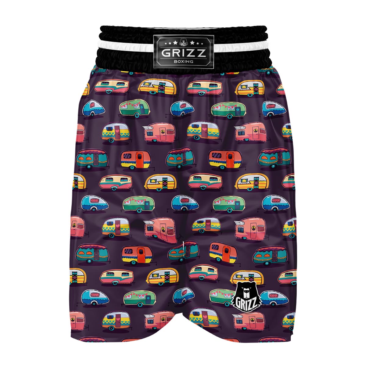 Camper Van Pattern Print Boxing Shorts-grizzshop