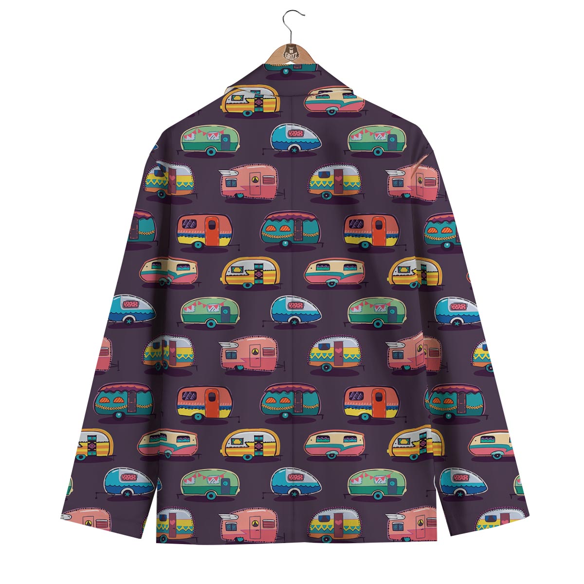 Camper Van Pattern Print Men's Blazer-grizzshop