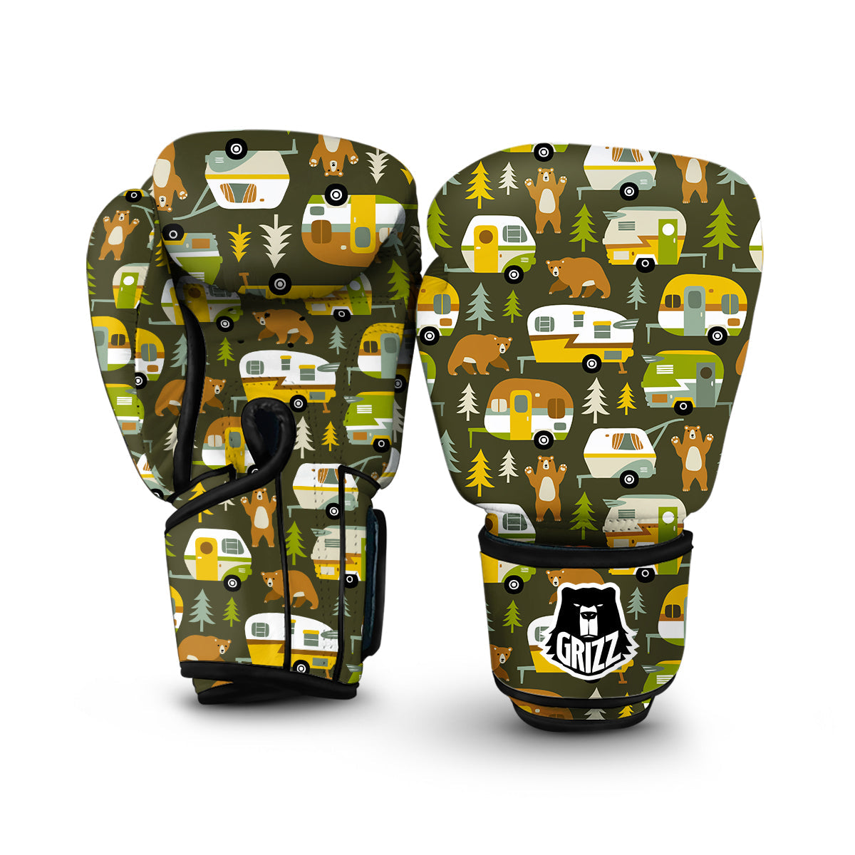 Camper Van Print Pattern Boxing Gloves-grizzshop