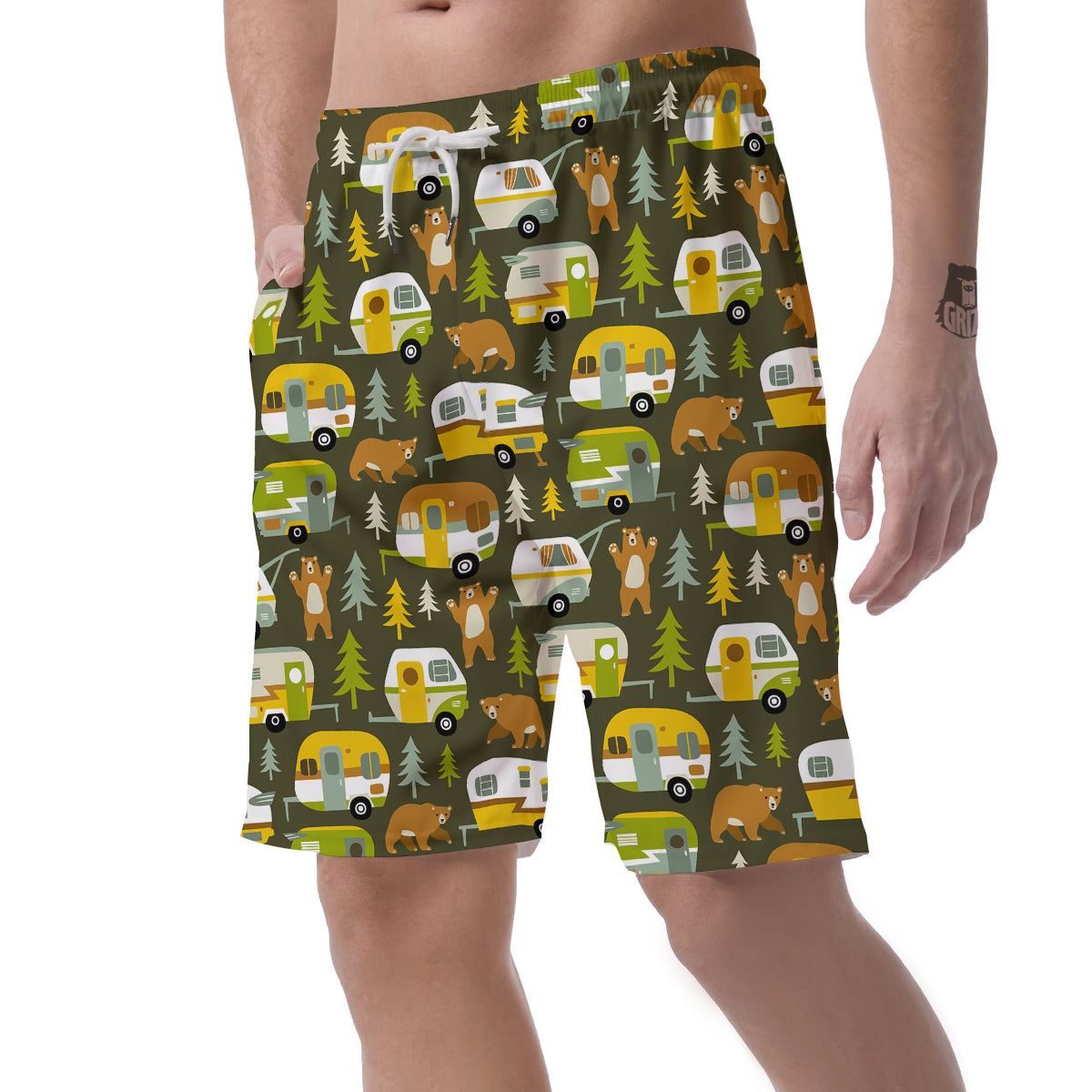 Camper Van Print Pattern Men's Shorts-grizzshop